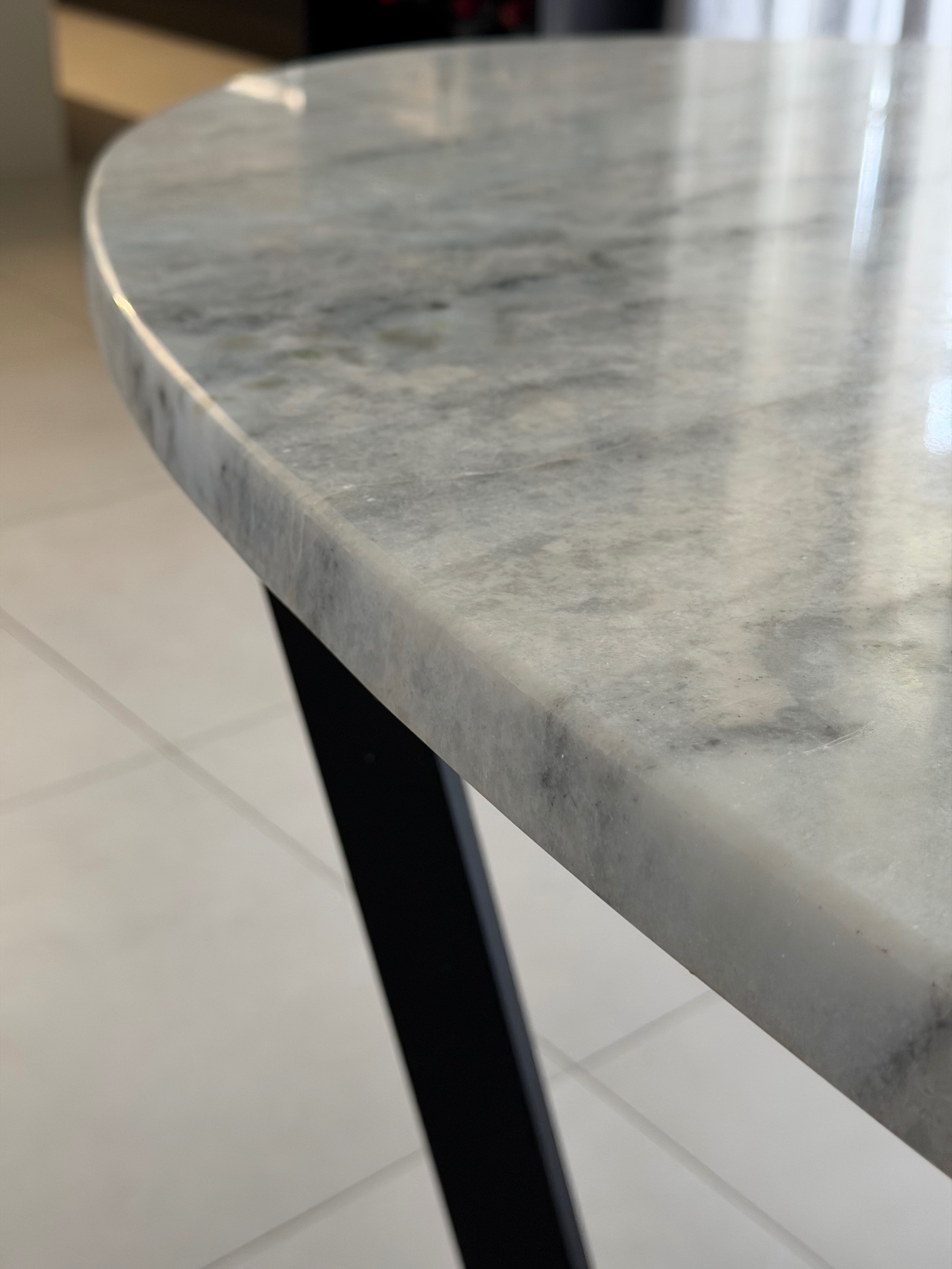 Marble dining table edge detail — completed commission