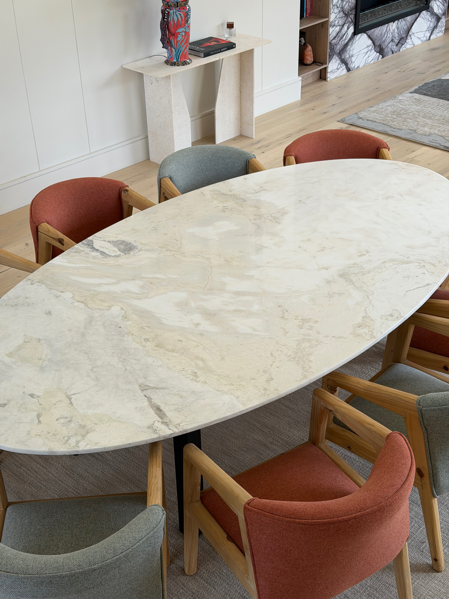Oval marble dining table — completed commission