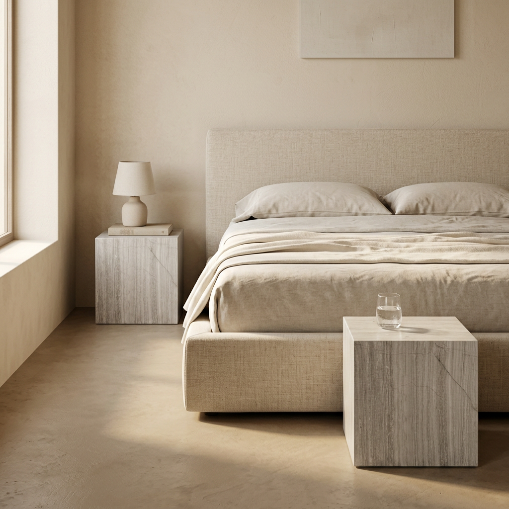 Two American Silver cubes as bedside tables